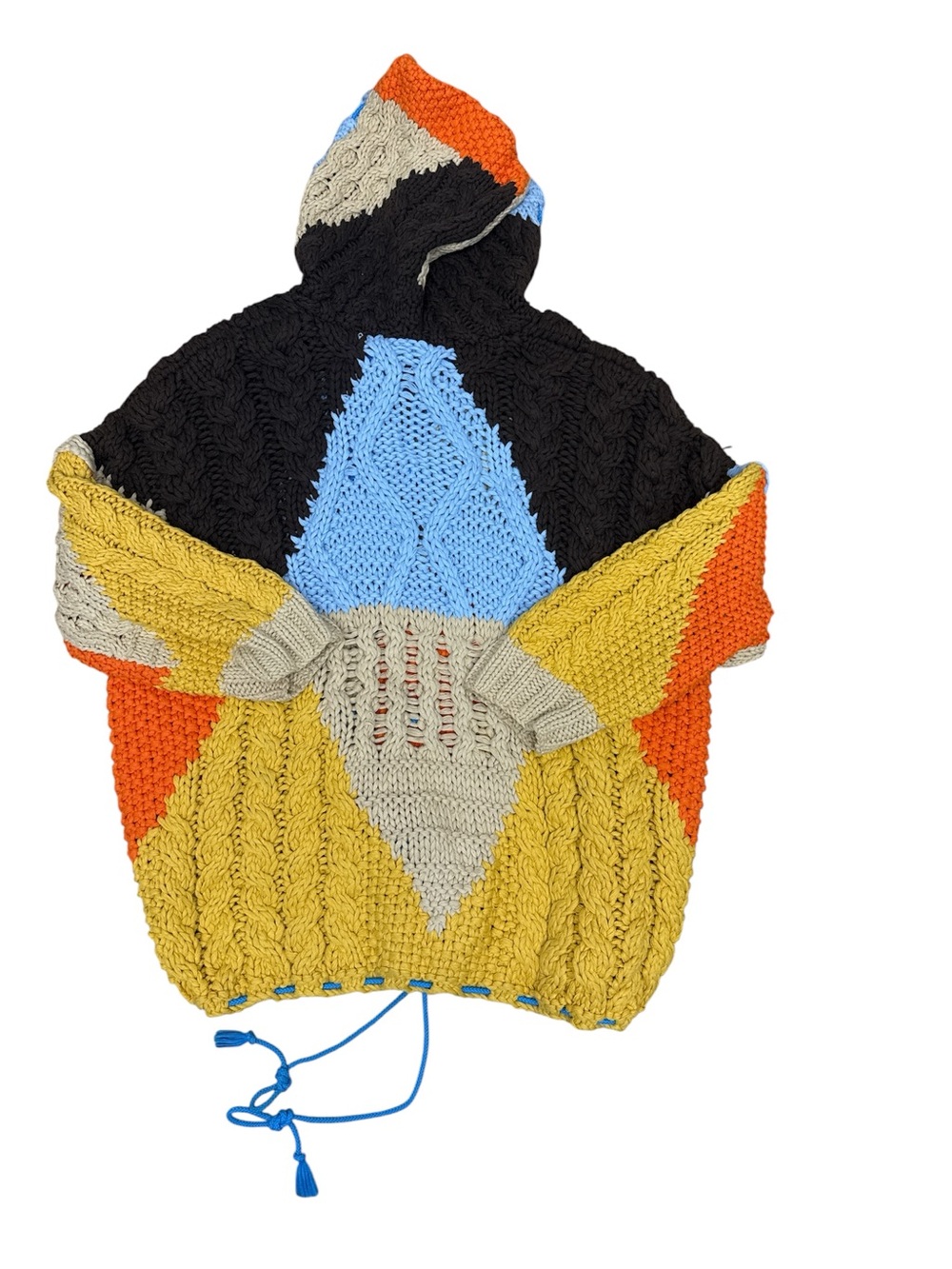 Free People Chunky Colorblock Cable Knit Perfectly Patched Poncho - Picture 8 of 15